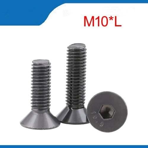 10pcs/Lot DIN7991 Metric M10 Black Grade 10.9 Alloy Steel Countersunk Flat Head Hex Socket Cap Screw Bolt m10 bolts,nail