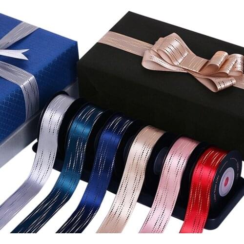 10Yards/Roll 25mm Gradient Dots Gold/Sliver Foil Printed Satin Ribbons Crafts Gifts wrapping DIY Packaging Wedding Decoration