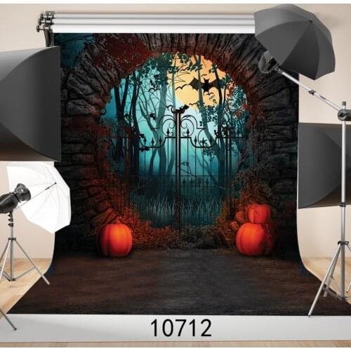 Halloween Photography Background Evil Pumpkin Horror Night Brick Garden Gate Portrait Photo Shoot Photophone Backdrop Vinyl 3D
