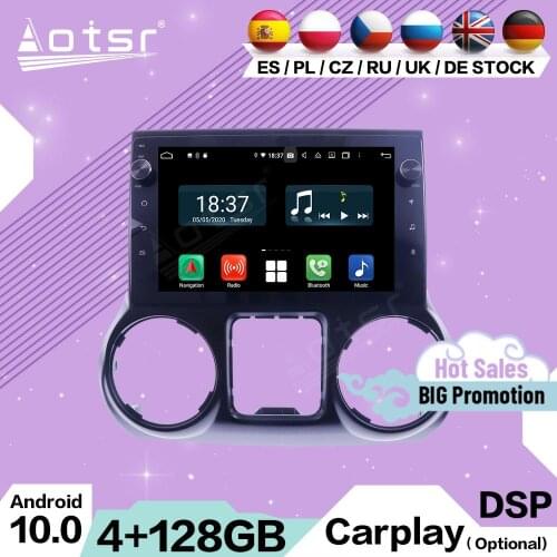 4+128G Carplay Multimedia Android 10 For Jeep Wrangler 2011 2012 2013 2014 2015 2016 2017 GPS Navigation IPS Car Radio Head Unit