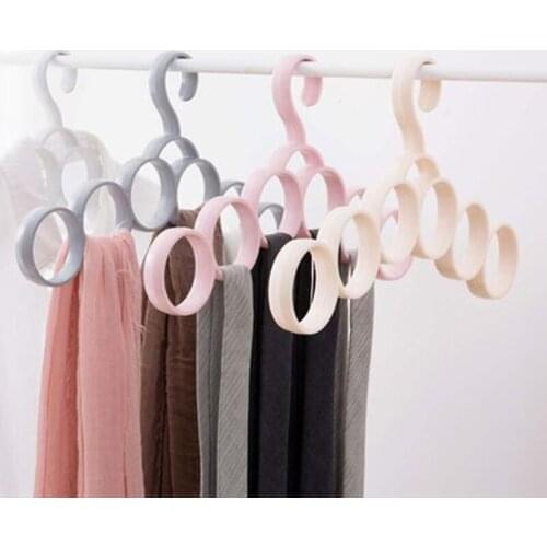 4 pcs/lot Practical Plastic Hangers for Scarves Multifunctional Rack for Scarf Tie Belt with 6 Loops Household Space Saving