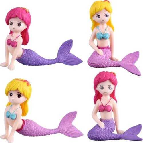 TOYANDONA 4Pcs Lovely Mermaid Doll Design Cake Toppers Creative Exquisite Cake Inserted Cards Baking Ornaments Party Decoration