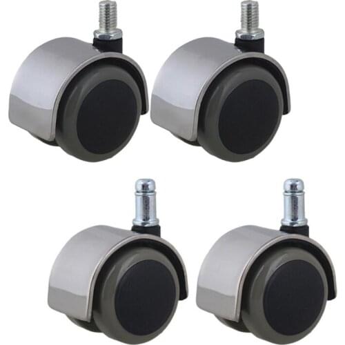 1/5/10 pcs 50mm Dia Metal PU Office Silent Wheel Chair Swivel Casters Wooden Floor Furniture Wheels with Grip Ring Stem or Screw