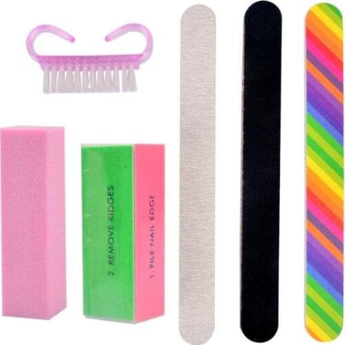 50Set/Lot 6Pcs/Set Nail Trimming Tool Polishing Bean Curd Block Polishing Strip Grinding Sand Bar Nail Brush Manicure HA2168