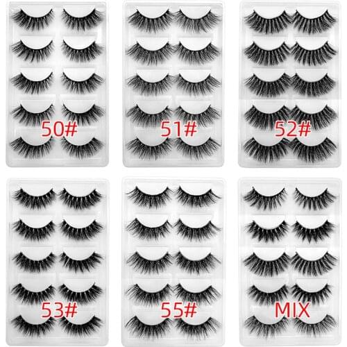 50Pairs Multipack Faux 3D Mink Hair False Eyelashes Handmade Fluffy Long Lashes Nature Long Eye Makeup Tools Eye Lashes H13