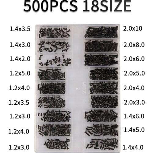 500Pcs Mini Screw DIY Kit 18 Types Using For Laptop Computer Notebook Glasses Watch Electronic Digital Repair Screw Fastener Set