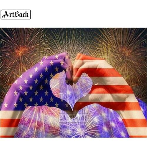 5d diy diamond painting landscape full square heart hand american flag fireworks scenery diamond mosaic sticker cross stitch