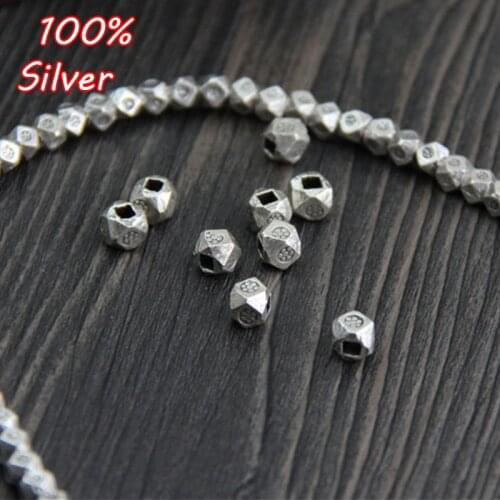 6pcs Silver Color 925 Retro Jewelry Spacers Mens and women Jewelry Beads Pure Silver Beads DIY Accessories Wholesale