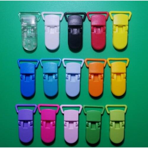 Free Shipping 150pcs 15 Colors D Shape KAM Plastic Clip For 20mm Ribbon Plastic Pacifier Clip Dummy Clip Alligator Clip