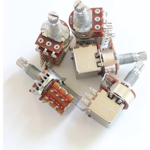 Free Shipping 6pcs/Pack A250K push pull guitar pots for guitar tone control can mix A500K/B250K/500K Potentiometers Guitar Parts