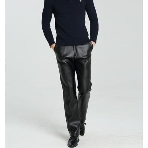 Plus velvet Thicken warm Loose personality fashion motorcycle faux leather pants mens feet pants pu trousers men pantalon winter