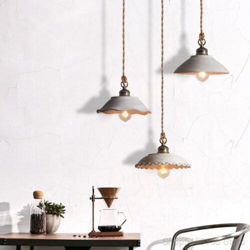 Nordic Industrial Style Cement Pendant Lights Bar Counter Restaurant LED Hanging Lamps Living Room Kitchen Decorative Lighting