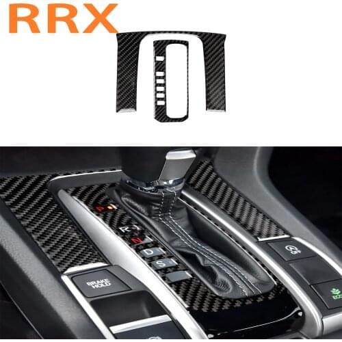 For Honda Civic 10th 2016 2017 2018 2019 Carbon Fiber Gears Shift Lever Panel Decorative Frame Cover Trim Stickers