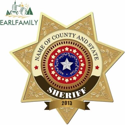 EARLFAMILY 13cm x 12.9cm For Sheriff Badges Repair Decals Creative Car Stickers Car Accessories Occlusion Scratch Waterproof