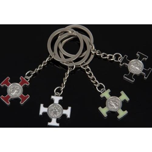 Religious alloy Church enamel Cross Key Chain, Large Church Cross Key Ring Jewelry Female Gifts