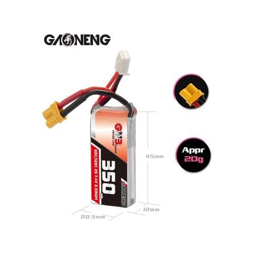 Gaoneng GNB 350mAh 2S 7.6V 50C/100C Lipo Battery with XT30 Plug for Fpv Racing Drone