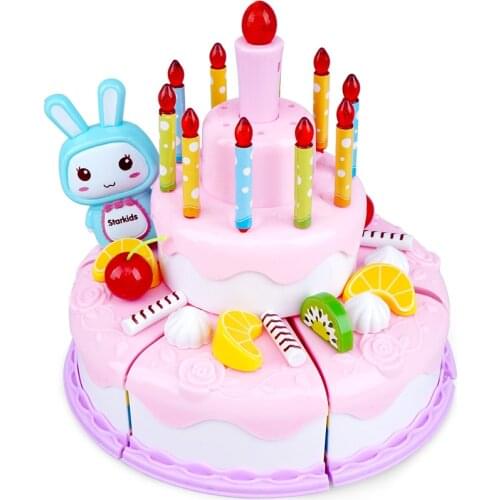 Cuting Birthday Toy DIY Kitchen Toys Cake Food boys Girls Gift For Children Educational sing a birthday song blow out candles