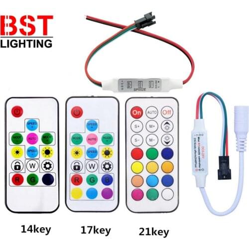 Mini 3key RF 14key 17key 21key Led Pixel Strip DC5-24V Light Controller For WS2811 WS2812B SK6812 6803 With Remote Controller