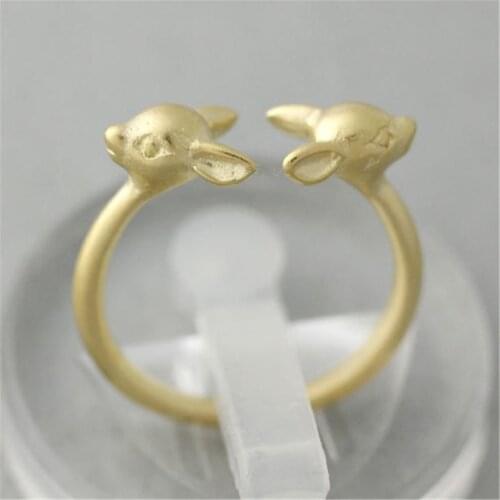 Fashion stere lovely deer head rings rings