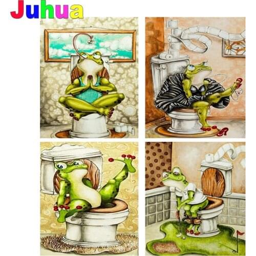 Cartoon Frog DIY diamond painting full drill mosaic Toilet diamond embroidery diamond stitch bathroom decor drop shipping