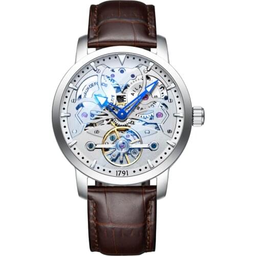 2019 New AILANG Brand Fashion Leather Gold Watch Men Automatic Mechanical Skeleton Waterproof Watches Relogio Masculino Box