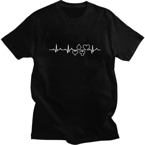 Novelty Poker Heartbeat T Shirt Men Short Sleeve Soft Cotton T-shirt Graphic Game Lovers Tee Tops Graphic Tshirts