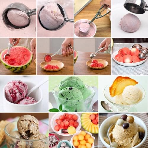 New 4/5/6 Cm Ice Cream Spoon Useful Stainless Steel Ice Cream Scoop Watermelon Spoon Cookies Dough Spoon Kitchen Supplies
