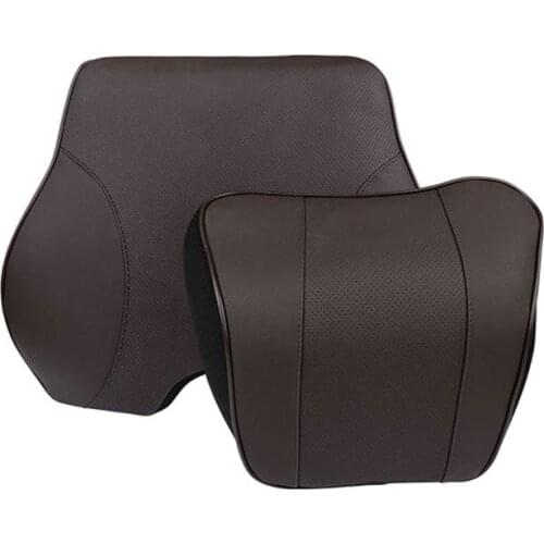 For nissan GTR R35 Auto Memory Foam Car Genuine Leather Neck Pillow Head Car Headrest Pillow Car Styling interior decoration