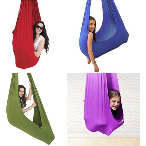 Hot Childrens Elastic Hammock Indoor And Outdoor Elastic Swing Bed Aerial Yoga Training Belt Comfortable Hammock