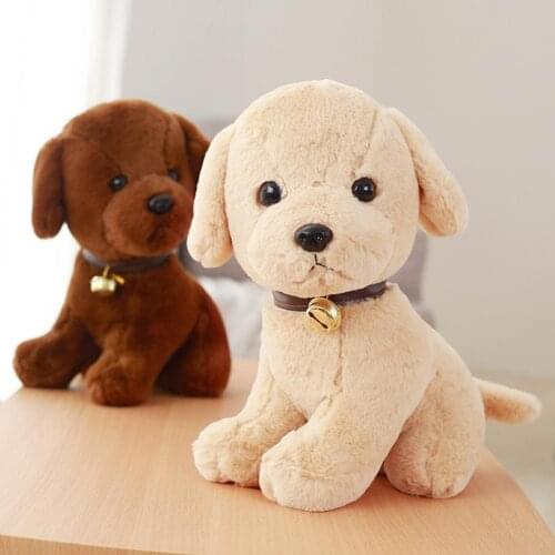 Realistic Dog Puppy Bell Plush Stuffed Soft Doll Kids Toy Car Home Sofa Cushion Pillow Home Ornament Decor Kids Children Gift