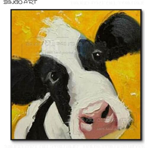 Artist Handmade High Quality Modern Animal Acrylic Painting on Canvas Hand-painted Orange Color Background Animals Oil Painting