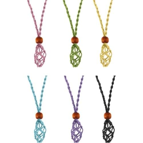 M2EA Necklace Cord Empty Stone Holder Raw Stone Replacement Net Bag Adjustable Length DIY Necklace Jewelry Making Accessories