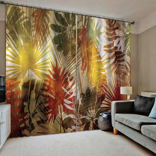 Leaf curtains 3D Curtain Luxury Blackout Window Curtain Living Room Blackout curtain