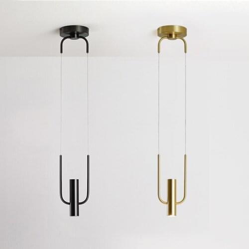 Scandinavian post-modern minimalist living room dining room pendant lamp bar creative personality crescent light pendant lights