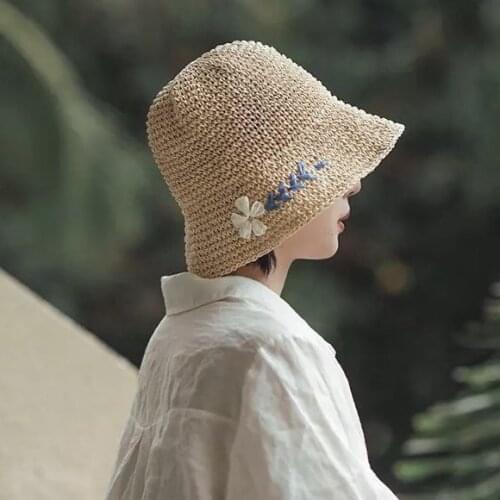 New Women Flower Cap Product Straw Hats Leisure Go on A Journey Straw Hat Outdoors on Vacation Sunscreen Will Eaves Sun Hat