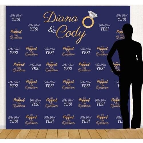 Custom Engagement Party Blue And Gold Diamond Ring backgrounds Computer print wedding photo backdrop