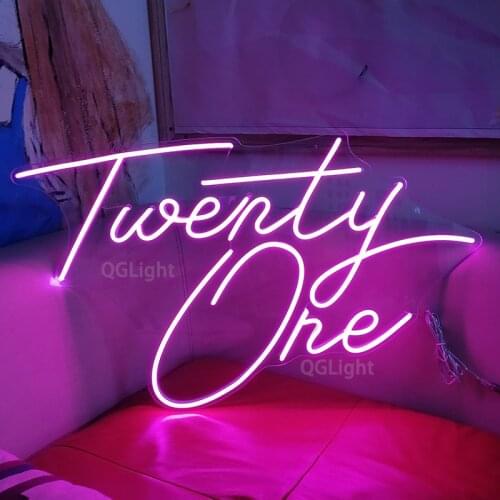 Led Neon Sign Light Custom Twenty One Happy Birthday Wedding Decor For Party Bar Pub Home Flex Aesthetic Room Letrero Neon Mural