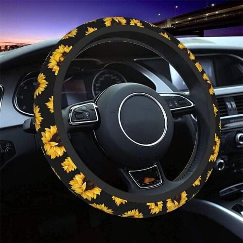 Sunflower Universal Car Steering Wheel Covers Anti Slip Sweat Absorption Cute For VW Mercedes W203 Suzuki Swift Ford Focus 2