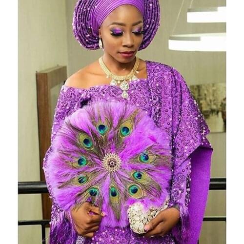 Feather Hand Fan Handmade Luxurious African Dance Lace Feather Fans for Wedding Party Gift Dropshipping Top Wedding Decoration