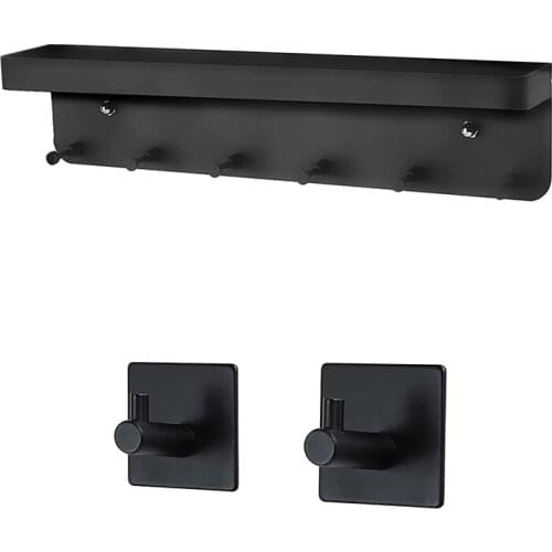 Key Rack With 6 Key Hooks And Small Storage Compartment With 2 Pieces Adhesive Hooks For Entrance, Storage Room