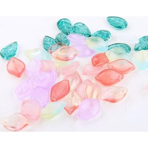 20pcs Jelly color glass crystal petals green leaves Vintage Colorful Drop Earrings For Women jewelry earrings hairpin material