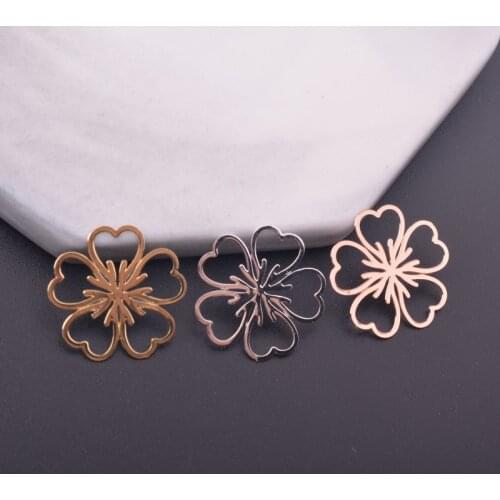 12pcs 17mm Rose gold Color Flower Shape Charms Silver Plated DIY Jewelry Making