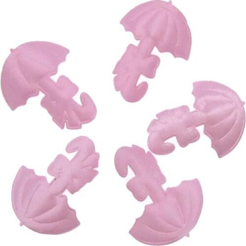 180pcs Fabric Umbrella Baby Shower Favors Pink Girl Satin For Applique/trim/Craft/Decorations 32 x 36mm