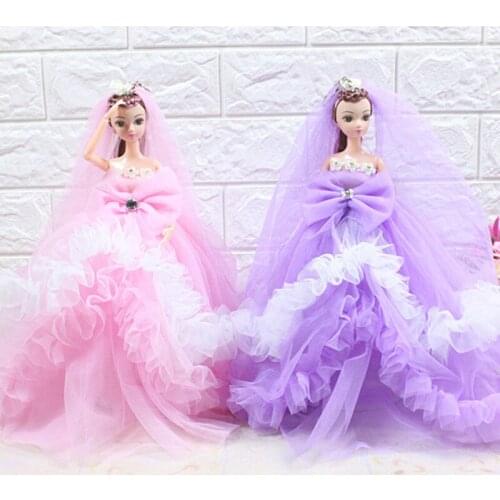 30cm Fashion Wedding Dress Glue Doll Beautiful Girl Cake Decoration Cute Action Toy Figures Toys for Girl