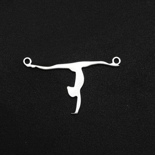 5pcs/lot 100% Stainless Steel 17x30 Ballet Dancer DIY Charm Connector Wholesale OEM Order Accepted Top Quality Never Fade