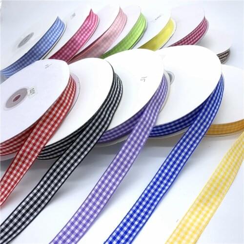 5yards/lot 20mm Plaid Ribbon Grid Printed Ribbon For Home Wedding Christmas Decoration DIY Gift Wrapping