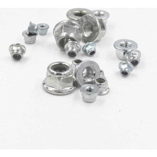50pcs/lot 304 Stainless Hex Head Flange Nuts Nylon Insert Lock Jam Stop Nuts