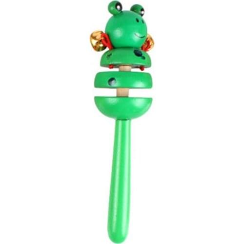 60% Hot Sale Wooden Cartoon Rabbit Frog Animal Rattle Handheld Bell Musical Kids Toy Gift Baby Rattles