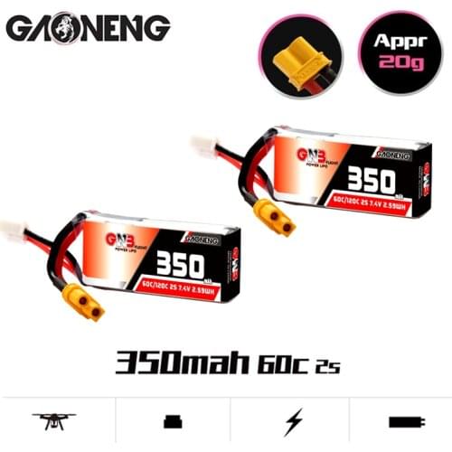 1/2/3/5/10PCS Gaoneng Gnb 7.4V 2S 350Mah 60C/120C HV Lipo Battery With XT30 Plug For Beta75X Rc Drone Fpv racing Drone