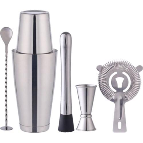 Five-piece base stainless steel Boston bar utensils Cocktail shaker Shake cup milk tea shop supplies